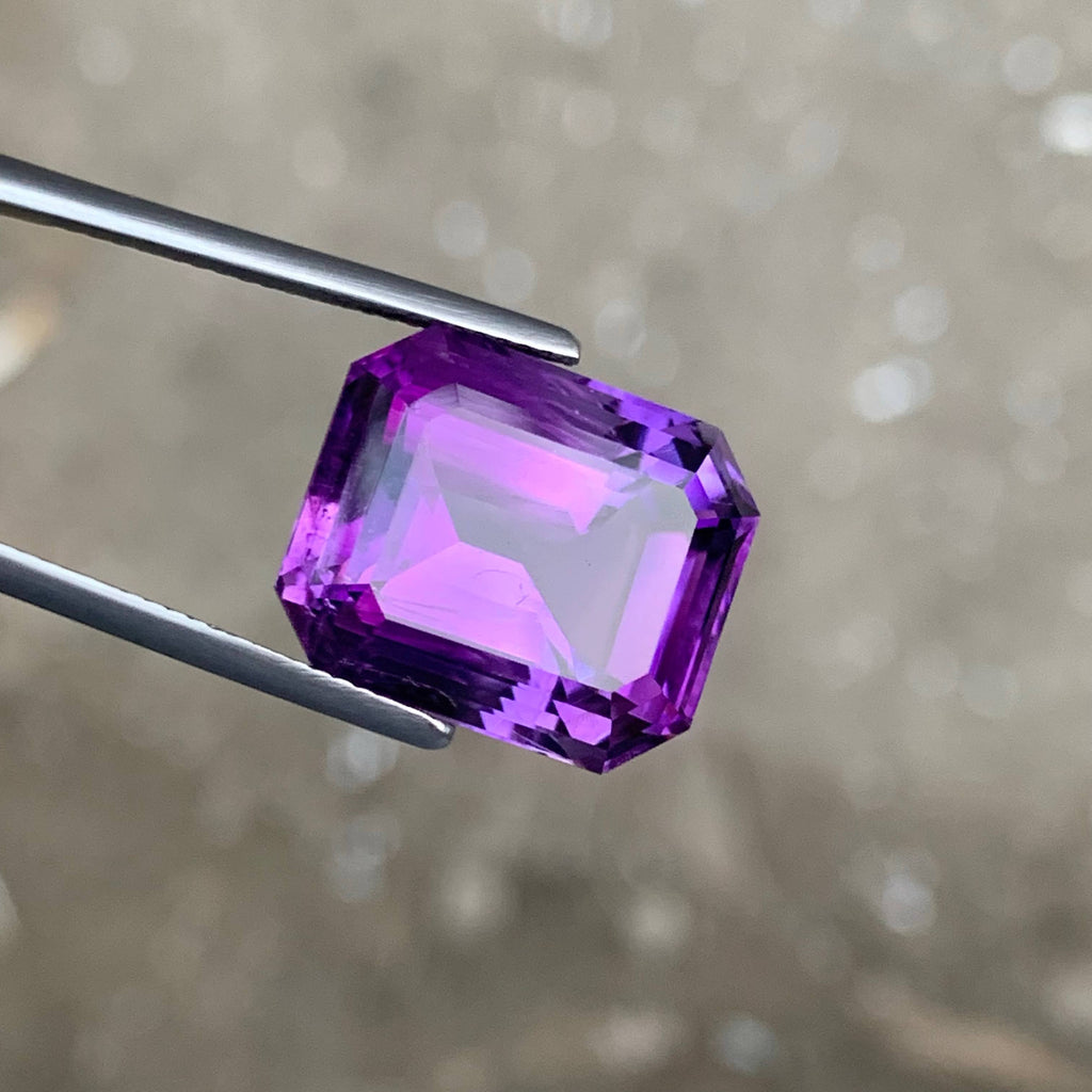 16.40 Carat Deep Purple Amethyst Emerald Cut Brazil VVS Untreated