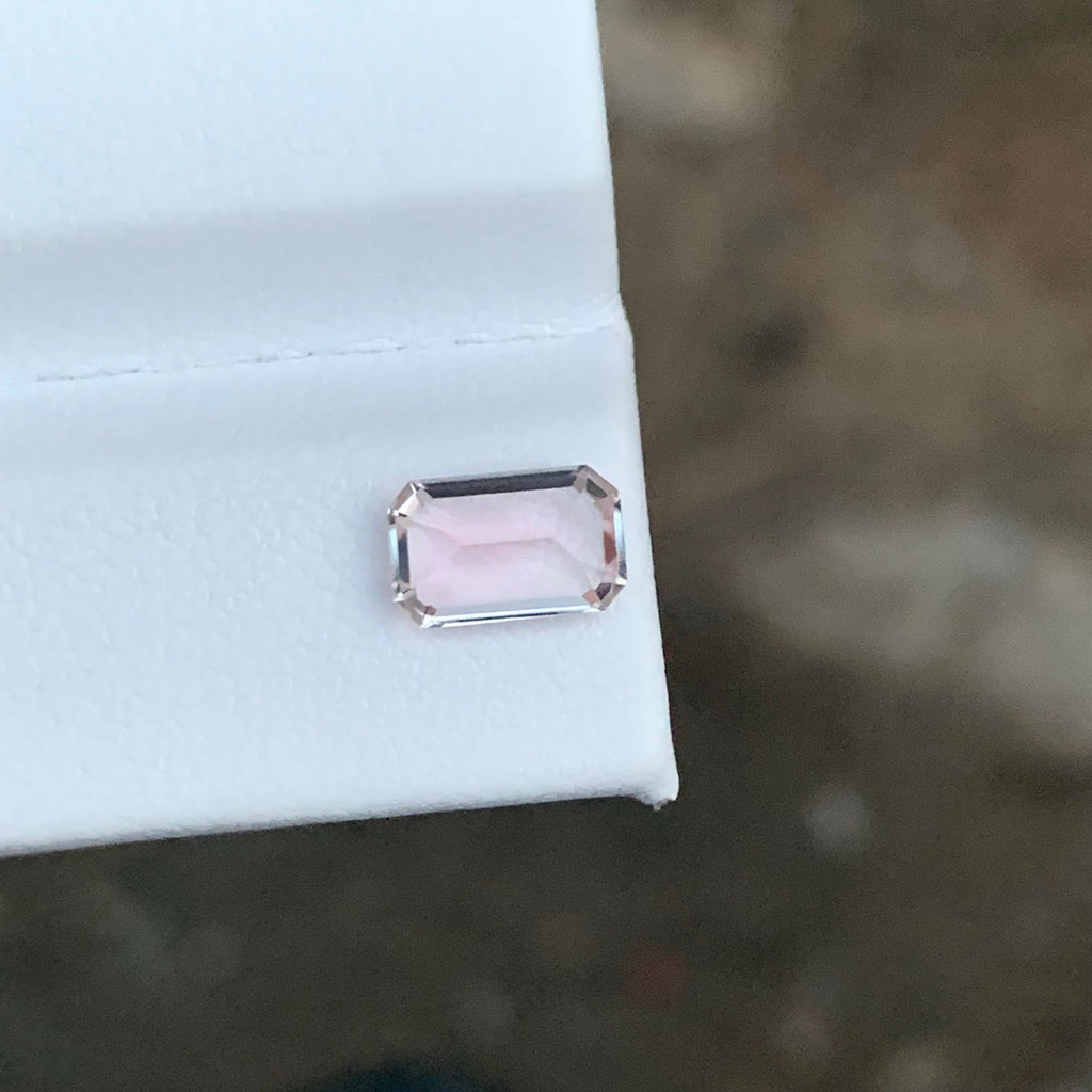 1.00 Carat Light Pink Tourmaline Emerald Cut Afghanistan VVS Untreated
