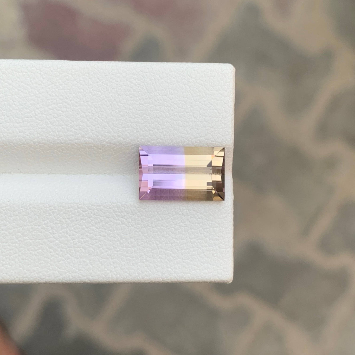 3.90 Carat Natural Loose Bicolor Ametrine Stone Baguette Cut Brazilian Gemstone