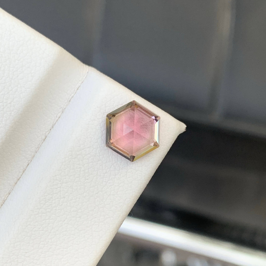 2.00 Carat Baby Pink Tourmaline Hexagonal Fancy Cut Afghan Gemstone, Eye Clean, Untreated