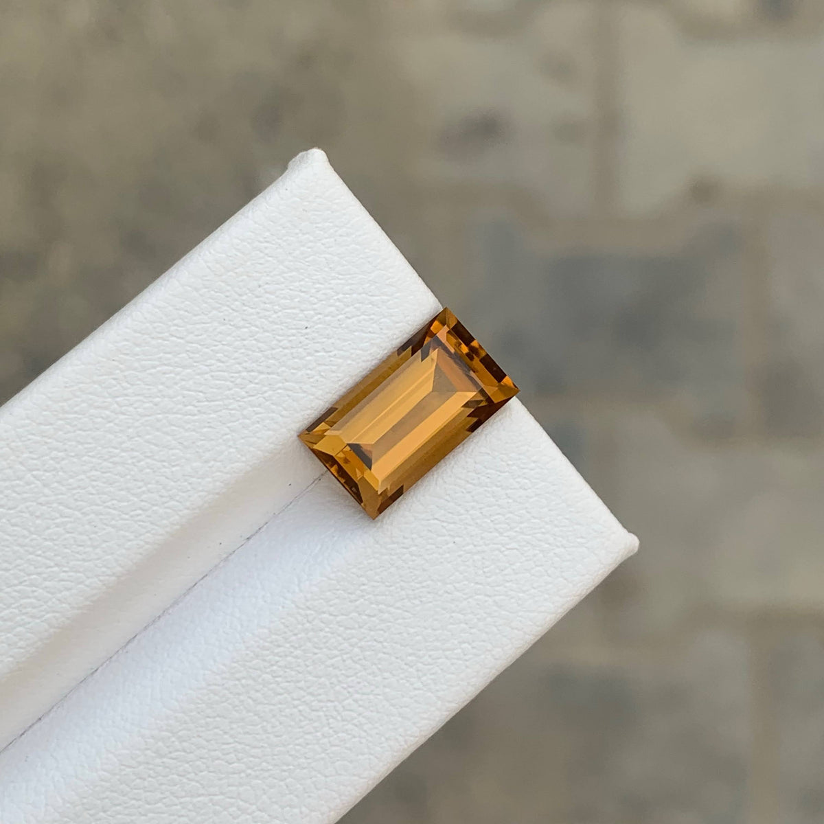 3.85 Carat Honey Color Citrine Baguette Cut Brazil Loupe Clean Untreated