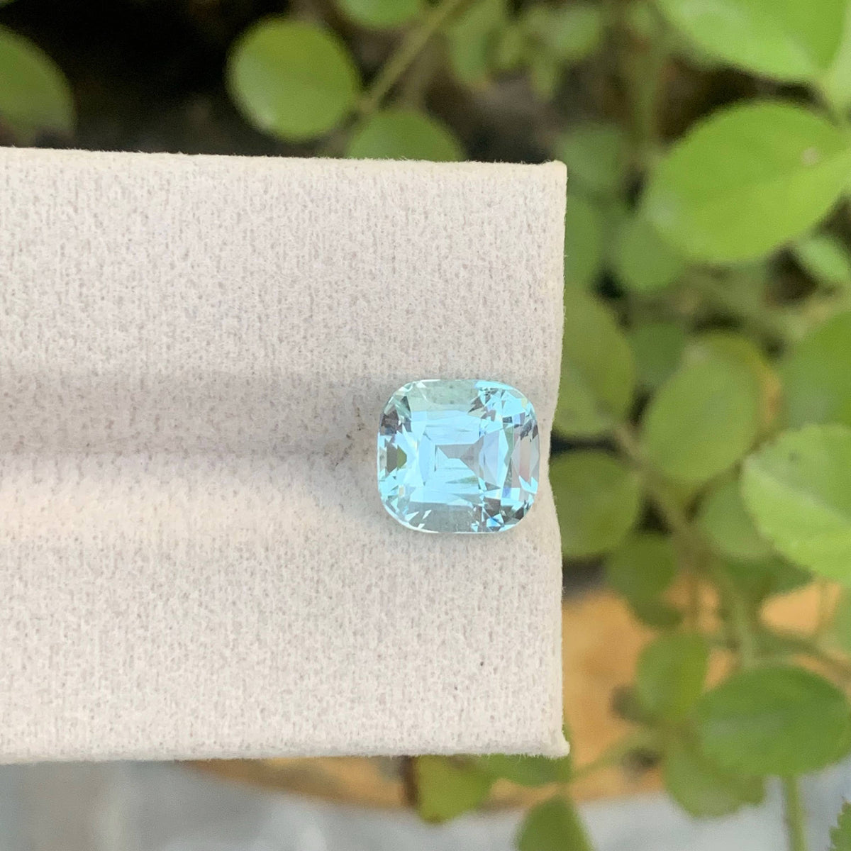 3.10 Carat Light Blue Aquamarine Cushion Cut Pakistan VVS Untreated