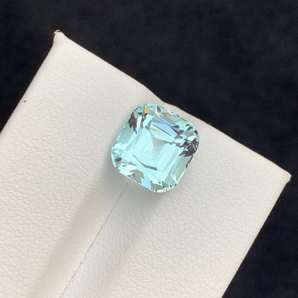 4.40 Carat Natural Loose Light Blue Aquamarine Cushion Cut Pakistan Gemstone
