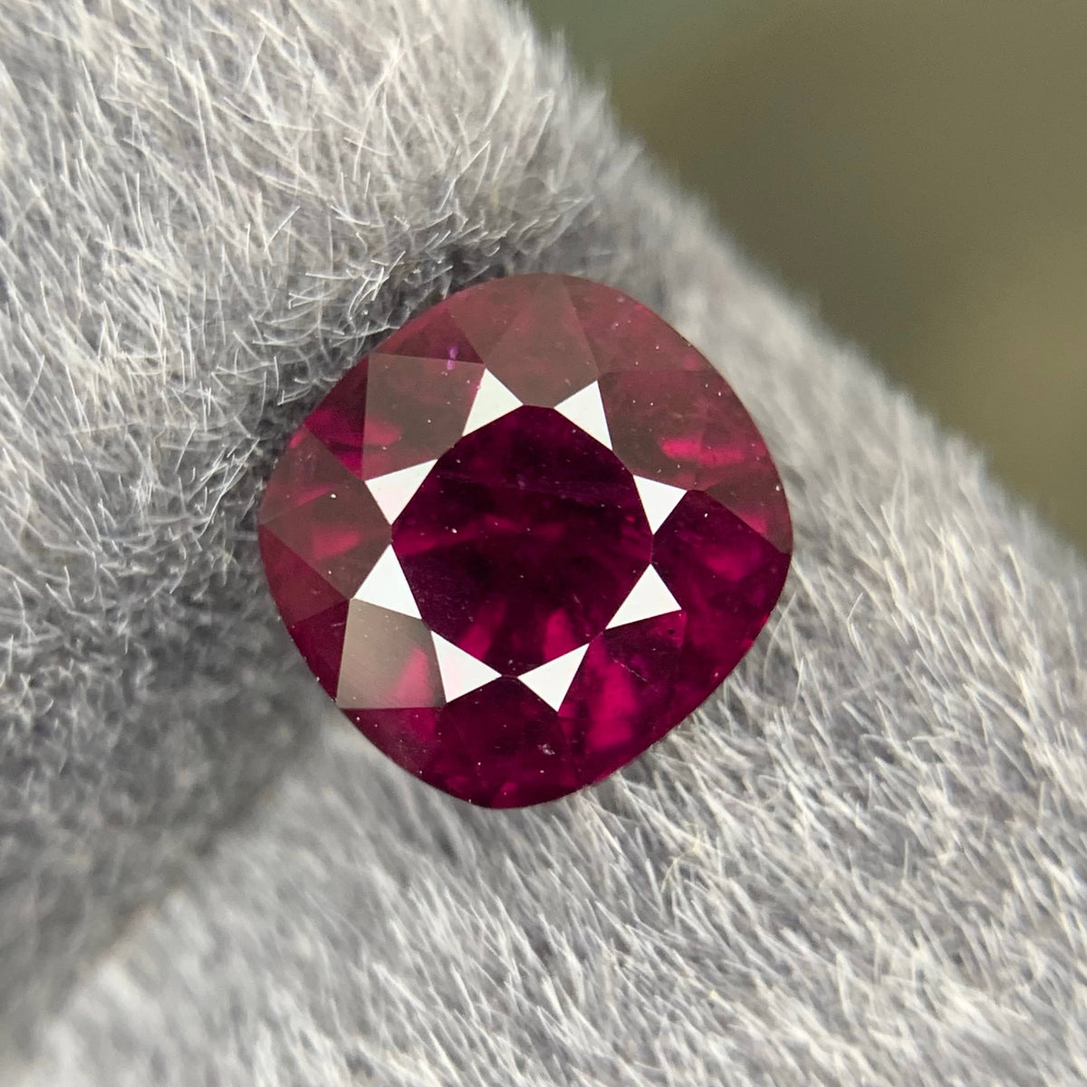 3.05 Carat Pinkish Red Garnet Cushion Cut Tanzanian Gemstone