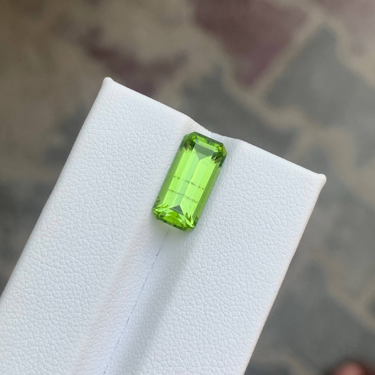 3.65 Carat Green Peridot Stone Emerald Cut Pakistan SI Untreated Gem