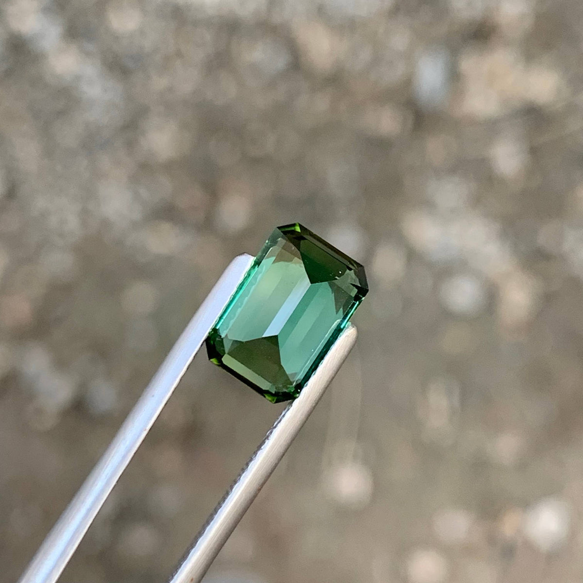 3.85 Carat Natural Loose Green Color Tourmaline Emerald Cut Afghan Gemstone