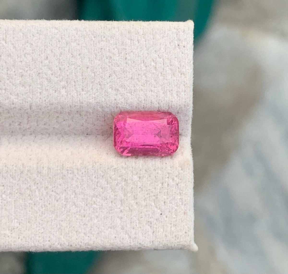 2.80 Carat Natural Loose Hot Pink Color Tourmaline Cushion Cut Afghan Gemstone
