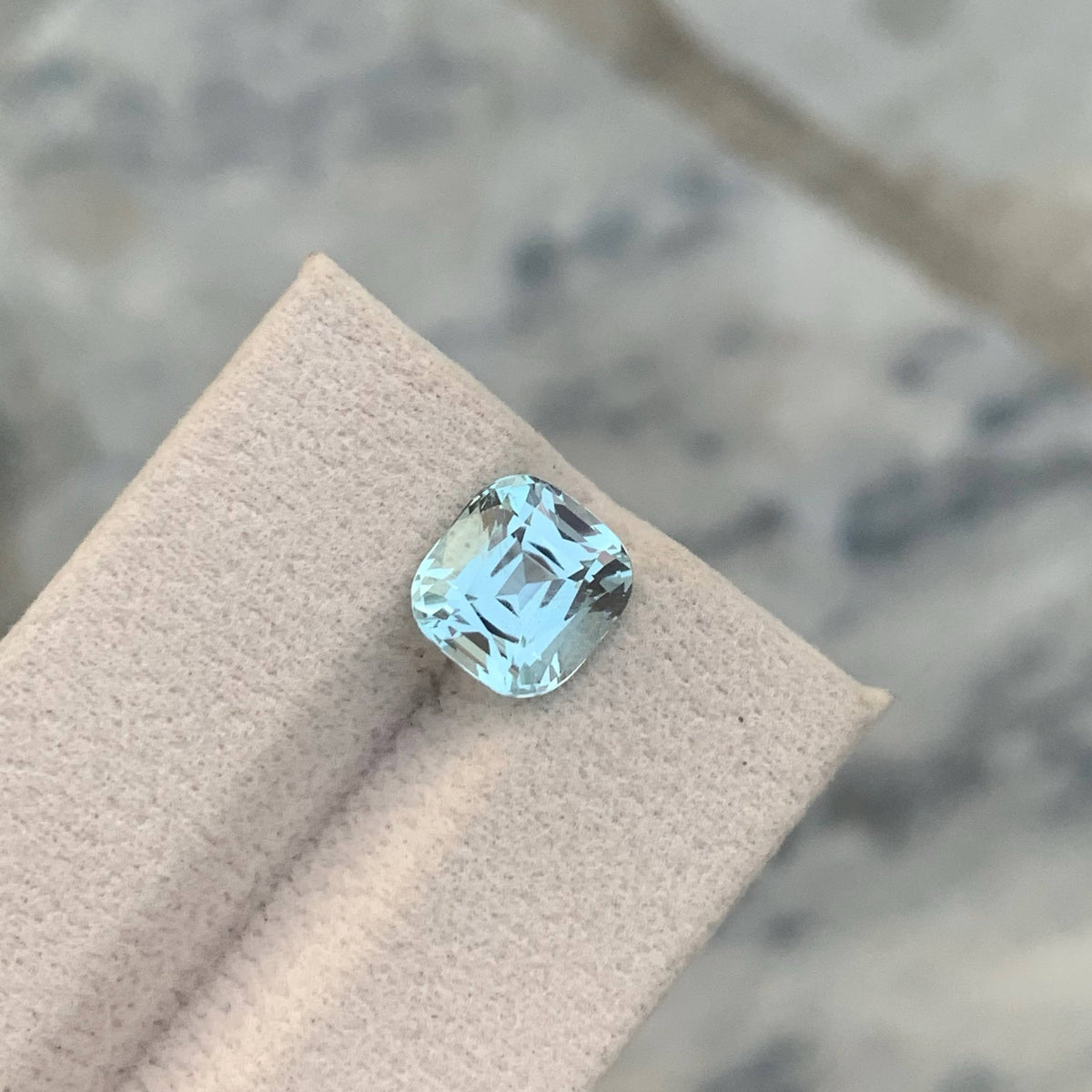 3.10 Carat Light Blue Aquamarine Cushion Cut Pakistan VVS Untreated