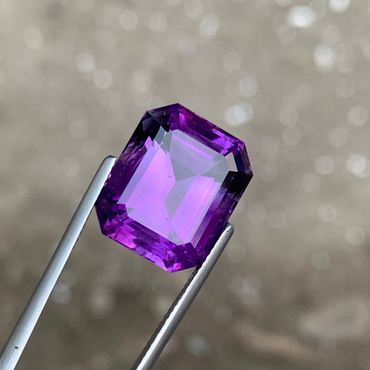 16.40 Carat Deep Purple Amethyst Emerald Cut Brazil VVS Untreated