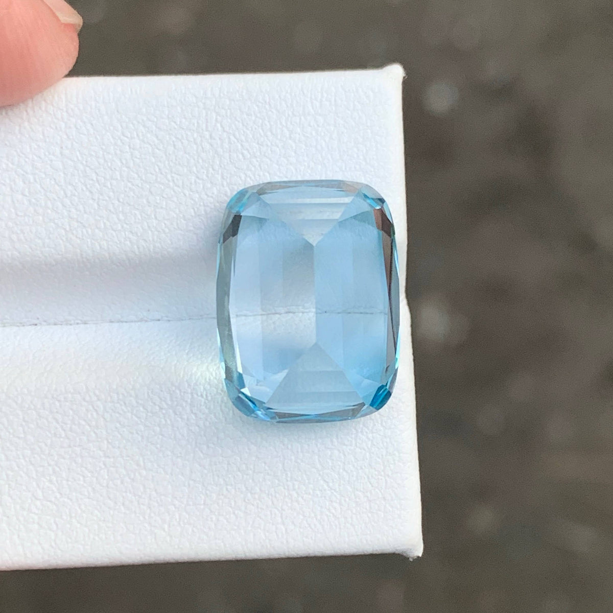 17.80 Carat Sky Blue Topaz Cushion Cut Africa Loupe Clean Untreated