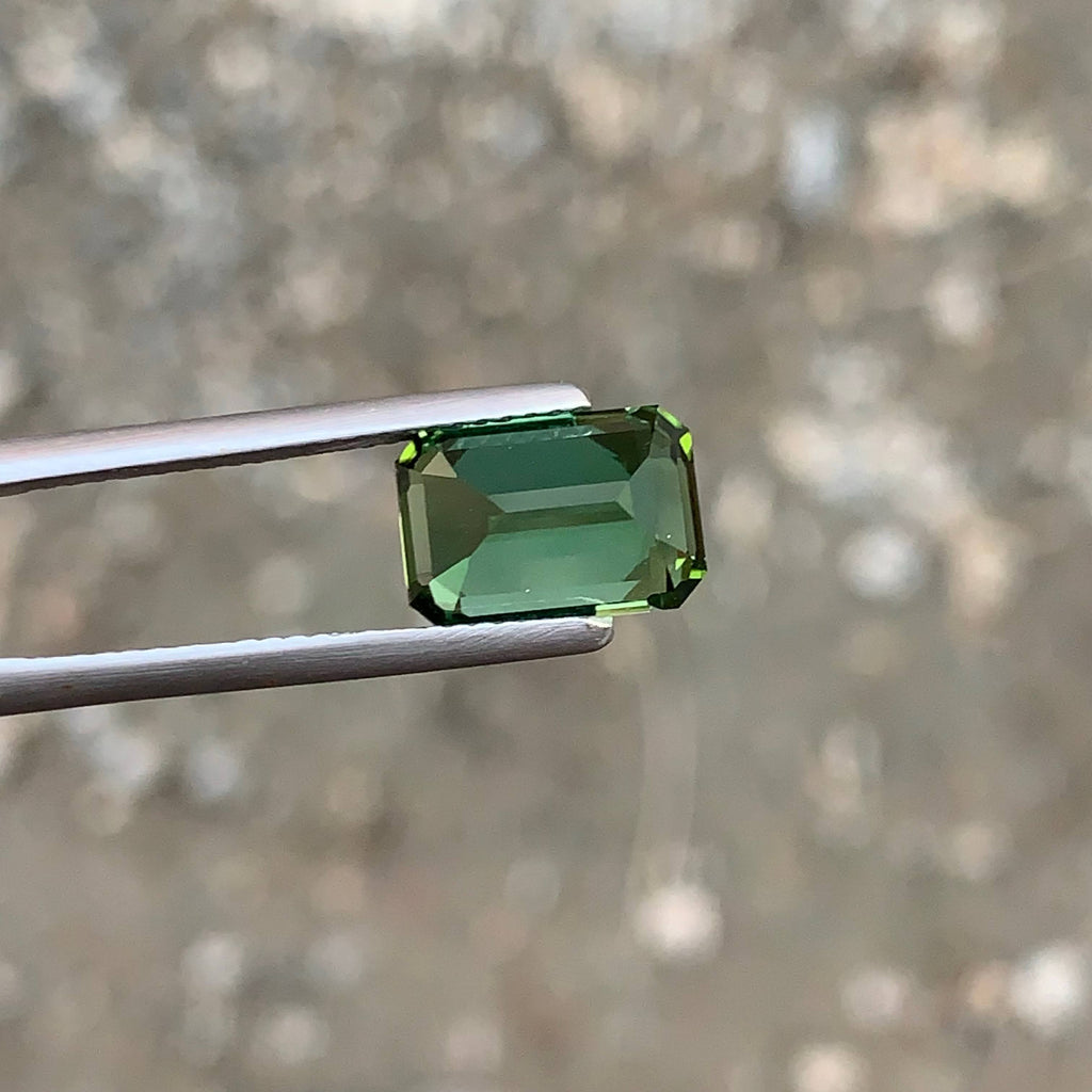 3.85 Carat Natural Loose Green Color Tourmaline Emerald Cut Afghan Gemstone