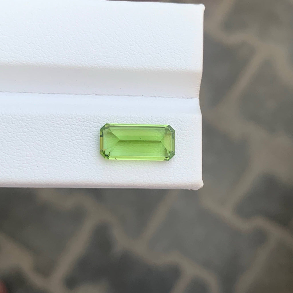 3.65 Carat Green Peridot Stone Emerald Cut Pakistan SI Untreated Gem