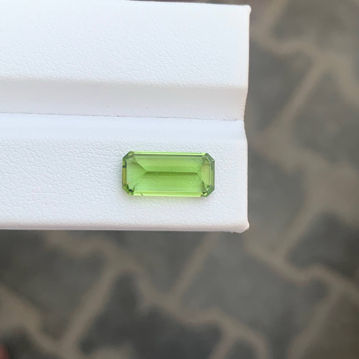 3.65 Carat Green Peridot Stone Emerald Cut Pakistan SI Untreated Gem
