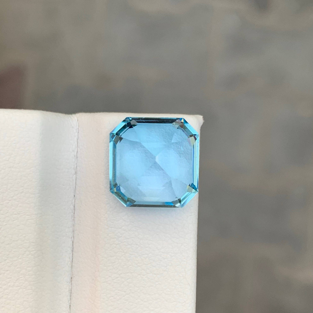 9.65 Carat Natural Loose Sky Blue Color Topaz Asscher Cut African Gemstone