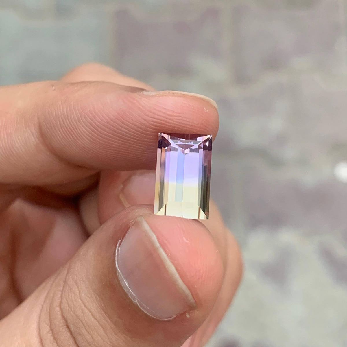 3.90 Carat Natural Loose Bicolor Ametrine Stone Baguette Cut Brazilian Gemstone