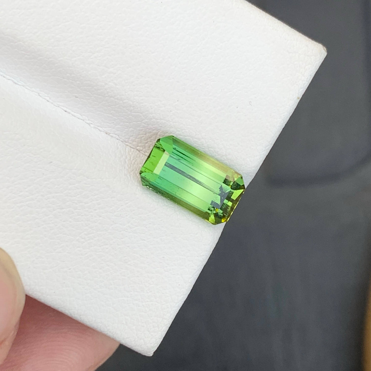 3.85 Carat Natural Loose Green Bicolor Tourmaline Stone Emerald Cut Afghan VVS Untreated Gemstone