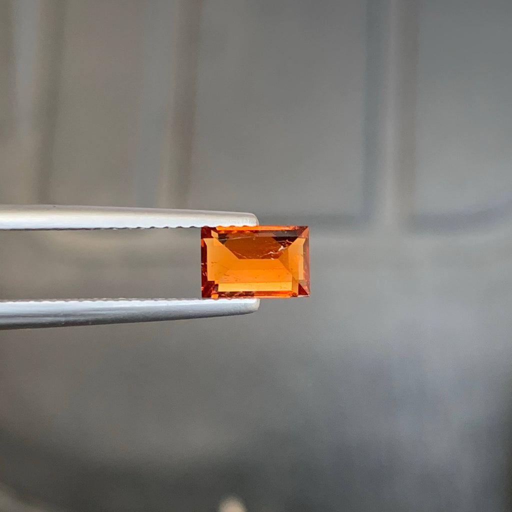 1.00 Carat Bright Orange Spessartite Garnet Baguette Cut Tanzanian Untreated VVS