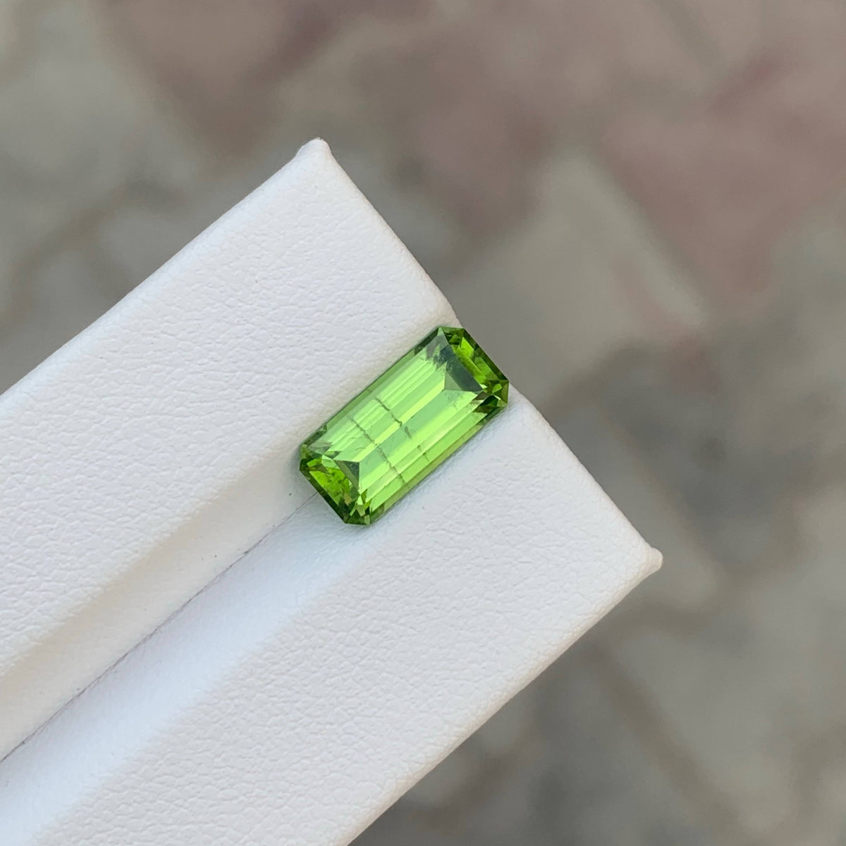 3.65 Carat Green Peridot Stone Emerald Cut Pakistan SI Untreated Gem