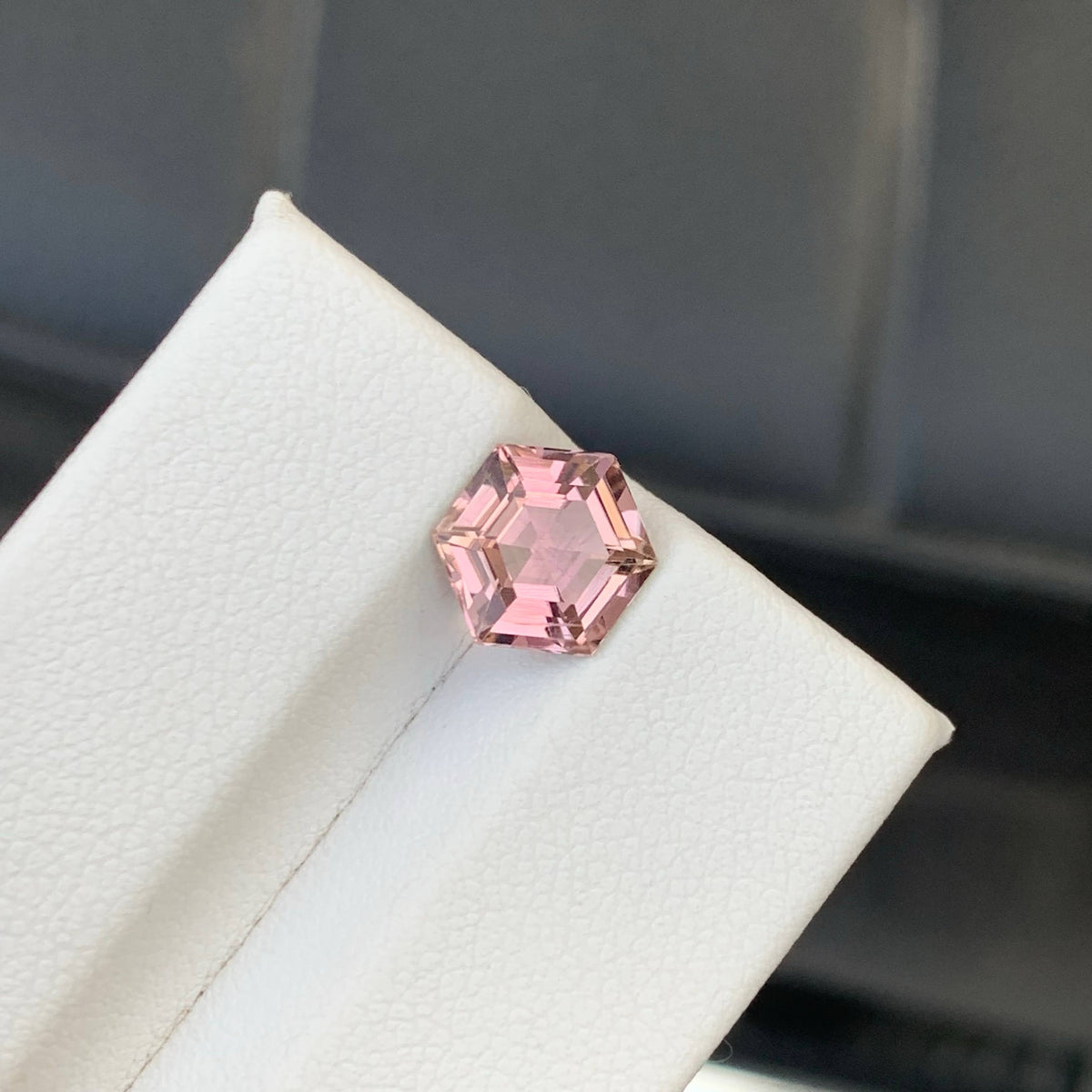 2.00 Carat Baby Pink Tourmaline Hexagonal Fancy Cut Afghan Gemstone, Eye Clean, Untreated