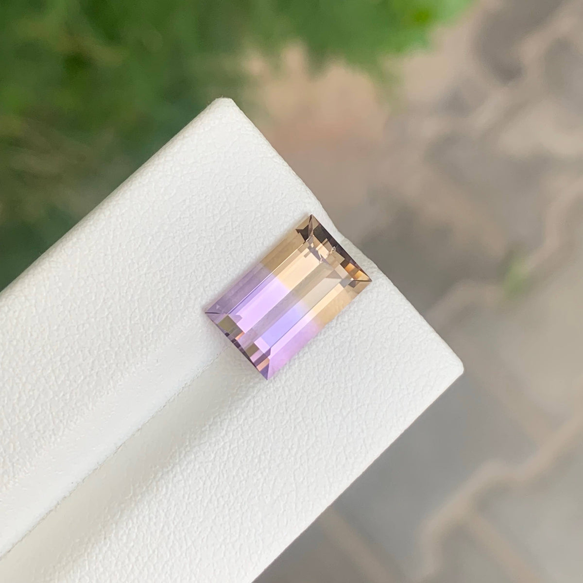 3.90 Carat Natural Loose Bicolor Ametrine Stone Baguette Cut Brazilian Gemstone