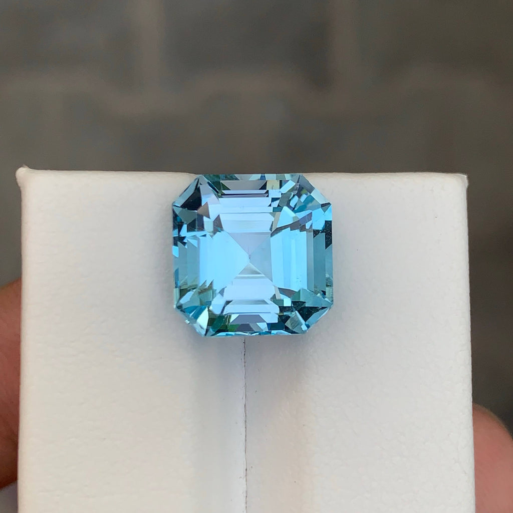 9.65 Carat Natural Loose Sky Blue Color Topaz Asscher Cut African Gemstone