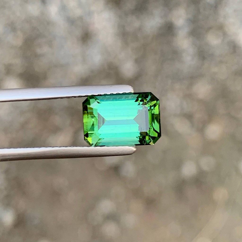 3.85 Carat Natural Loose Green Color Tourmaline Emerald Cut Afghan Gemstone