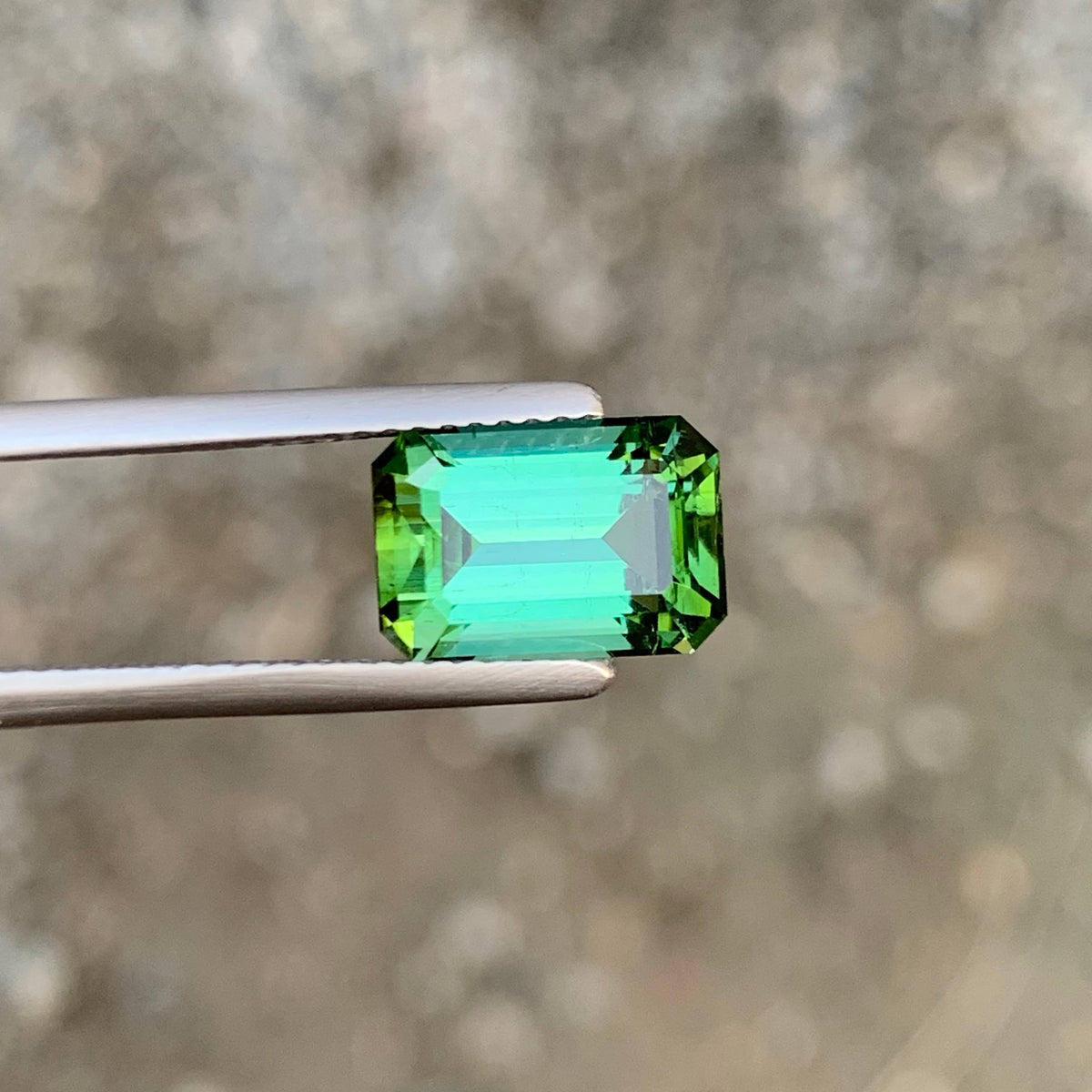 3.85 Carat Natural Loose Green Color Tourmaline Emerald Cut Afghan Gemstone