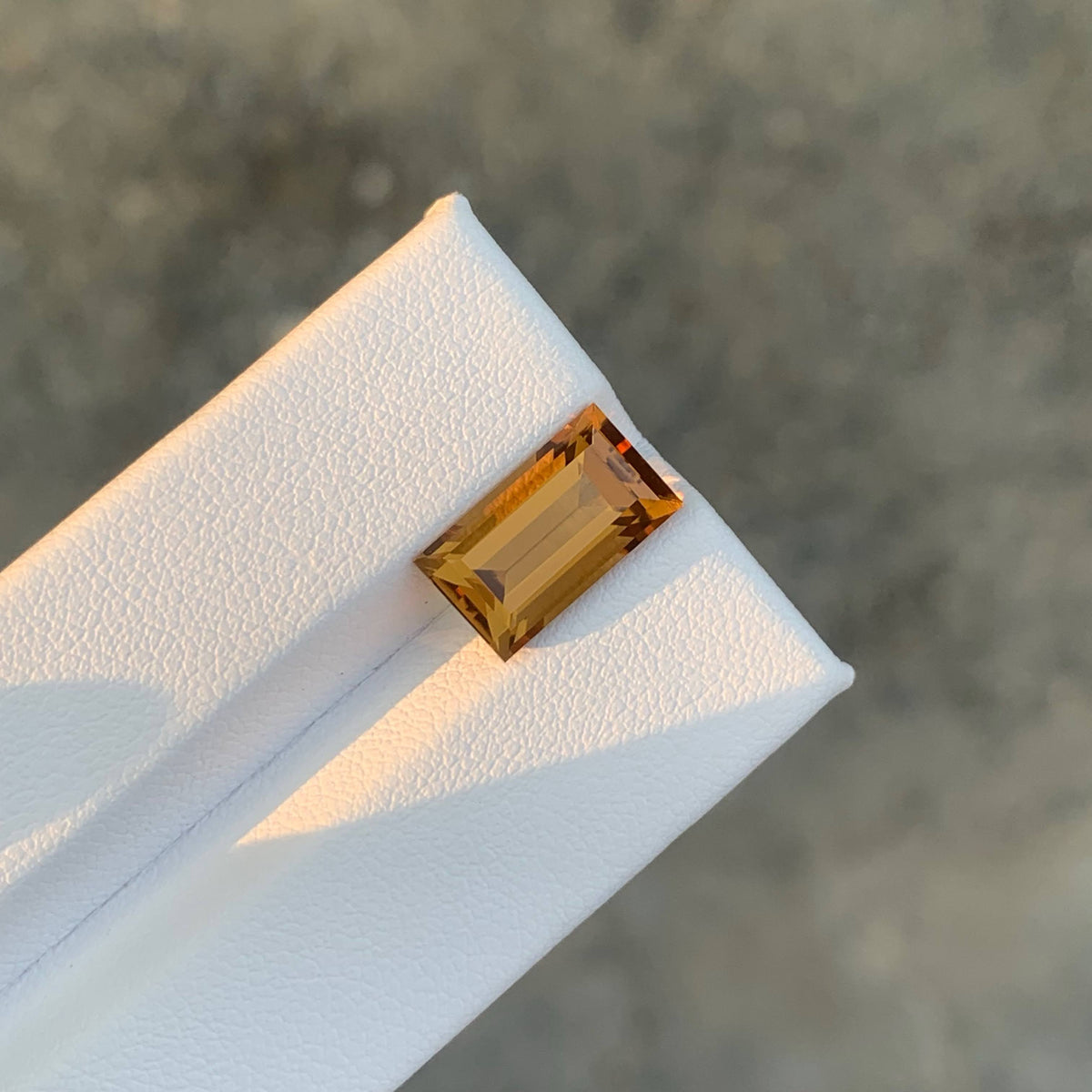 3.85 Carat Honey Color Citrine Baguette Cut Brazil Loupe Clean Untreated