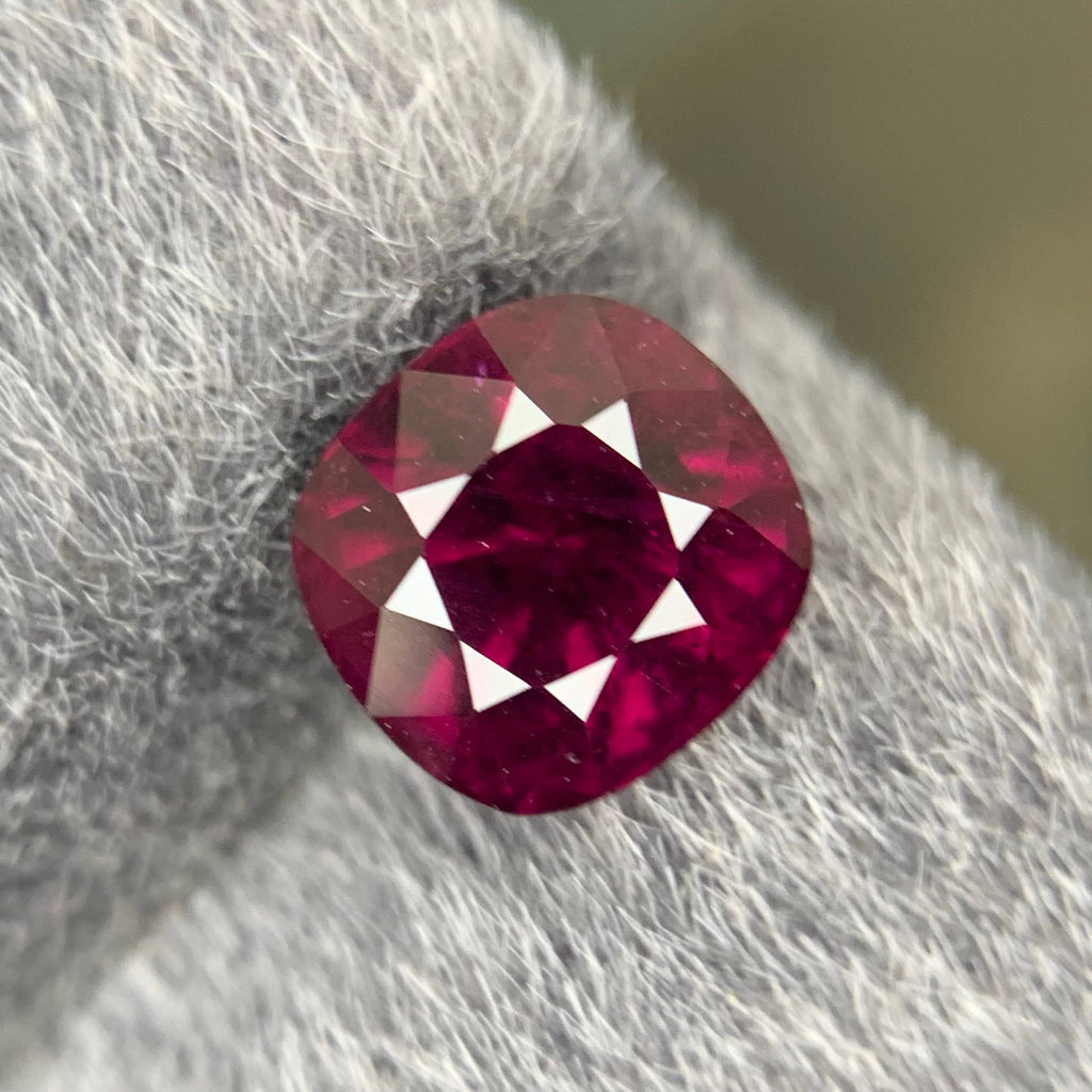 3.05 Carat Pinkish Red Garnet Cushion Cut Tanzanian Gemstone