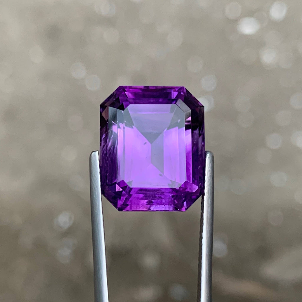 16.40 Carat Deep Purple Amethyst Emerald Cut Brazil VVS Untreated