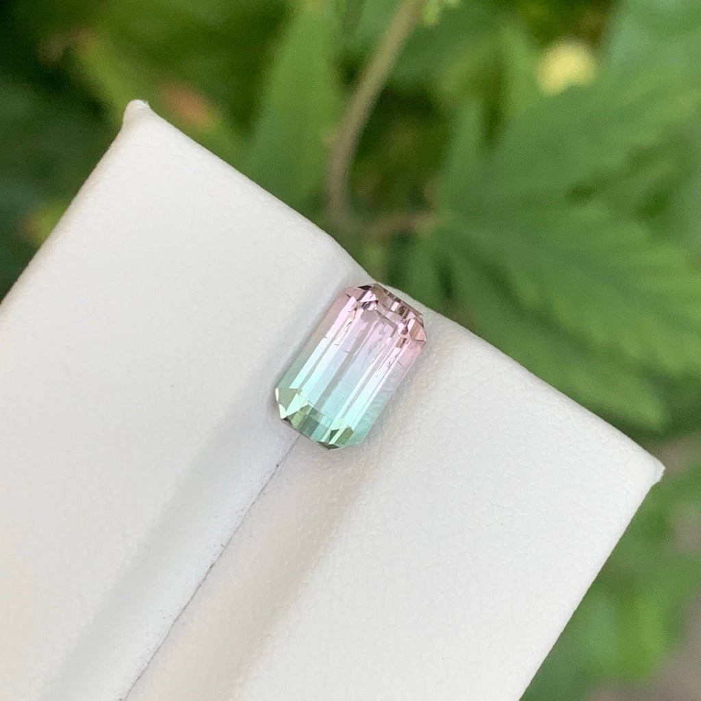 1.85 Carat Natural Bicolor Watermelon Tourmaline Emerald Cut Afghan Gemstone