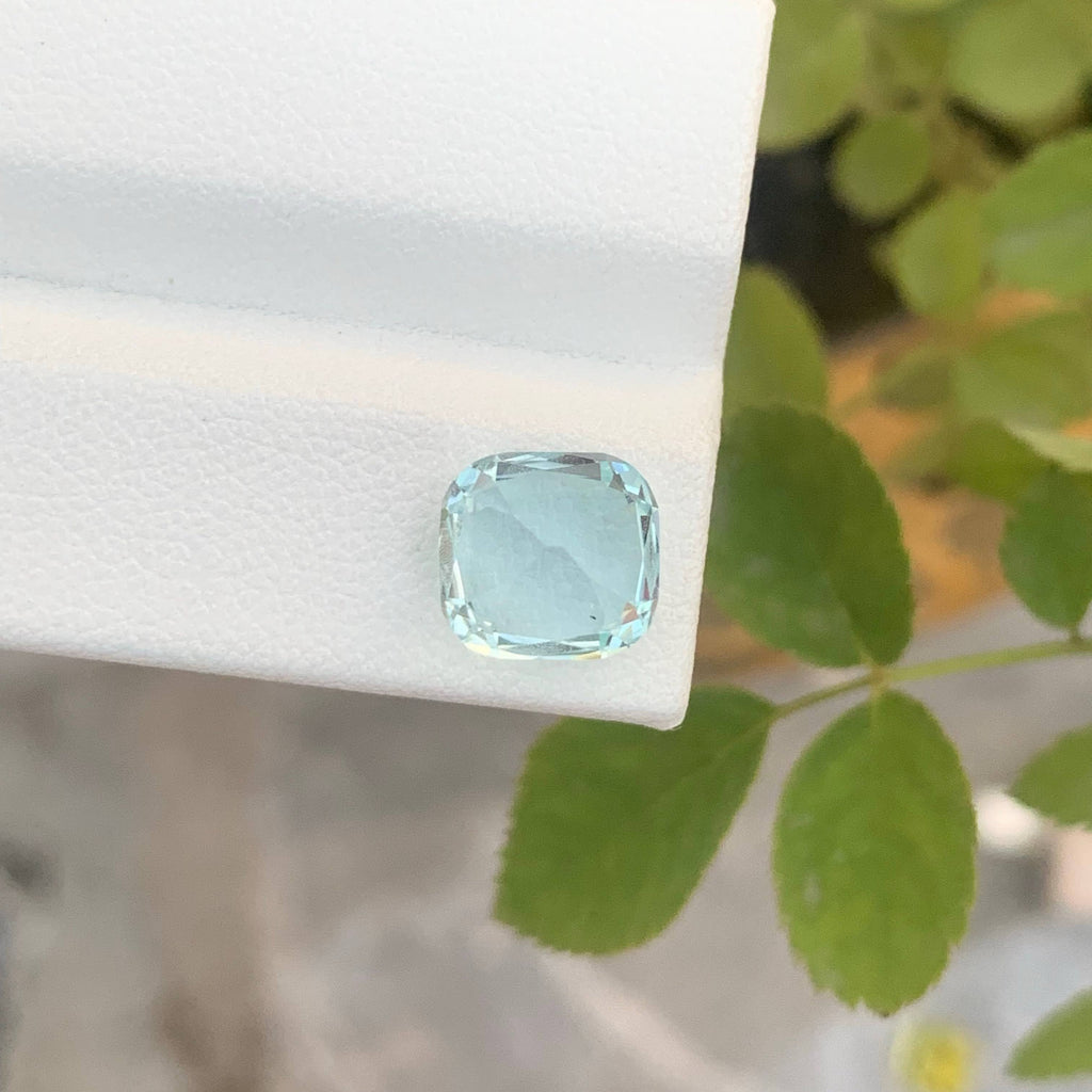 3.10 Carat Light Blue Aquamarine Cushion Cut Pakistan VVS Untreated