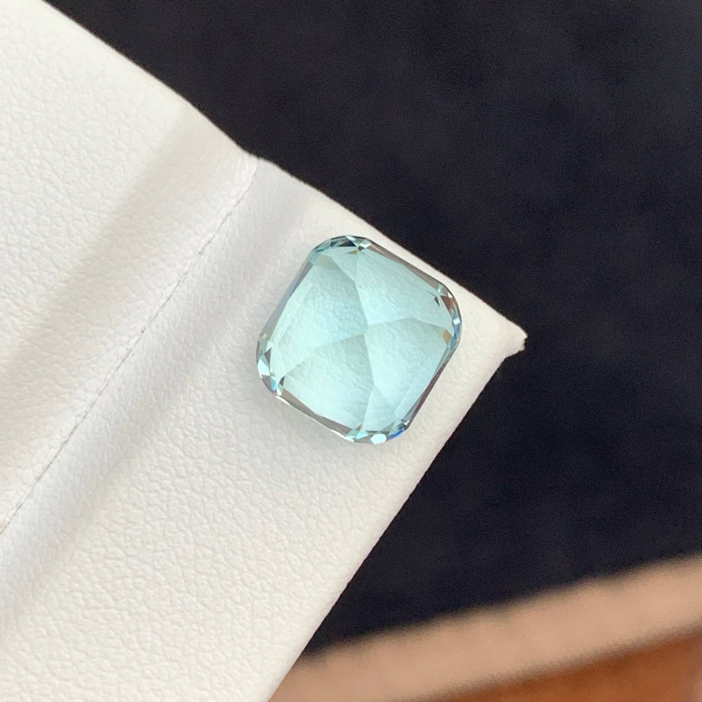 4.40 Carat Natural Loose Light Blue Aquamarine Cushion Cut Pakistan Gemstone