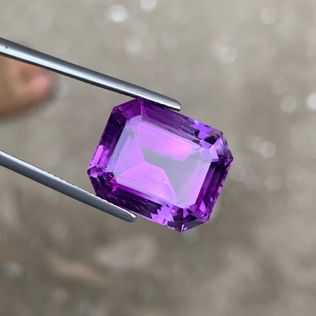 16.40 Carat Deep Purple Amethyst Emerald Cut Brazil VVS Untreated