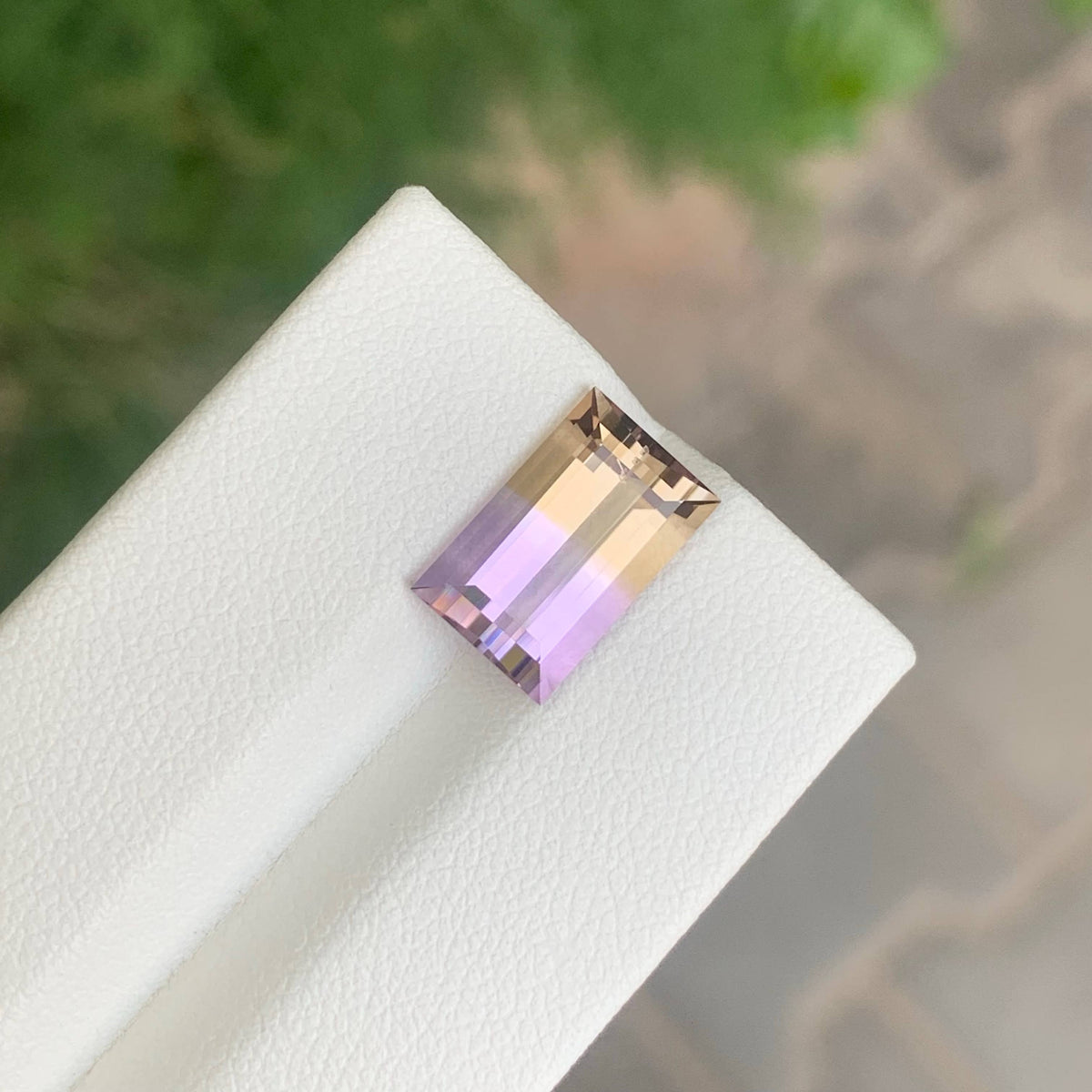 3.90 Carat Natural Loose Bicolor Ametrine Stone Baguette Cut Brazilian Gemstone