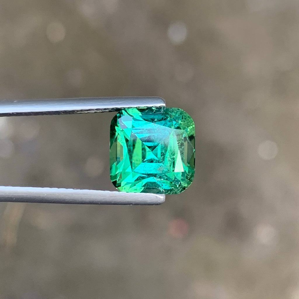 5.55 Carat Bluish Green Tourmaline Cushion Cut Afghan Gemstone