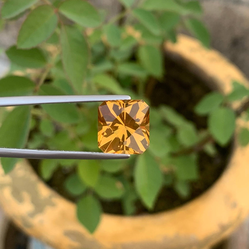 5.90 Carat Natural Loose Golden Color Citrine Fancy Cut Brazilian Gemstone