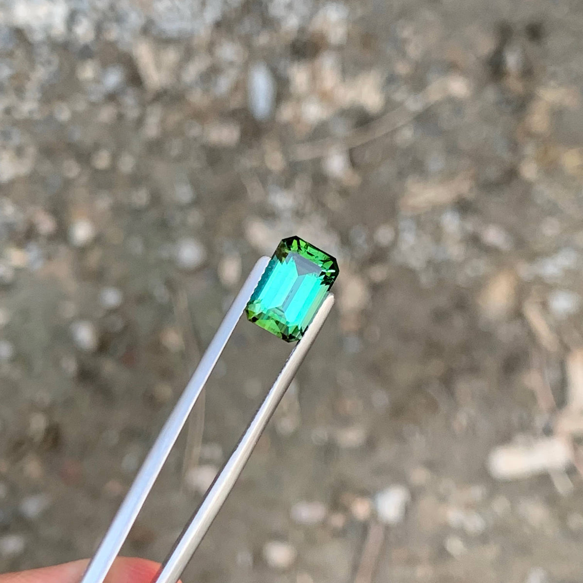3.85 Carat Natural Loose Green Color Tourmaline Emerald Cut Afghan Gemstone