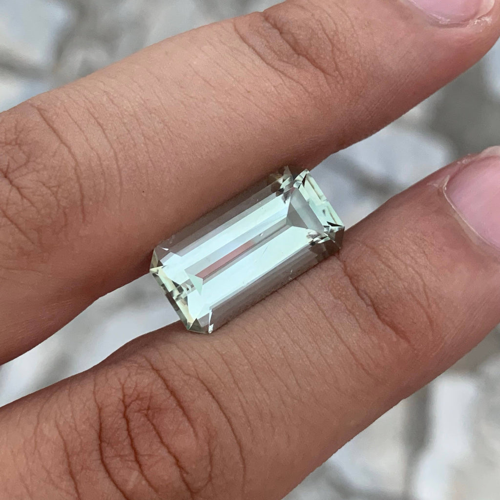 10.30 Carat Natural Loose Green Amethyst Stone Emerald Cut African Gemstone