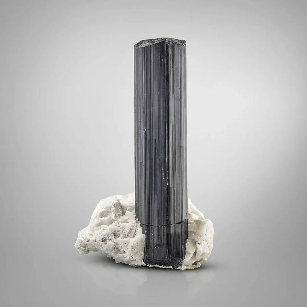 Free Standing Schorl Black Tourmaline on Albite from Pakistan