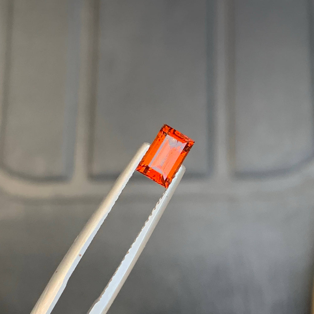 1.00 Carat Bright Orange Spessartite Garnet Baguette Cut Tanzanian Untreated VVS