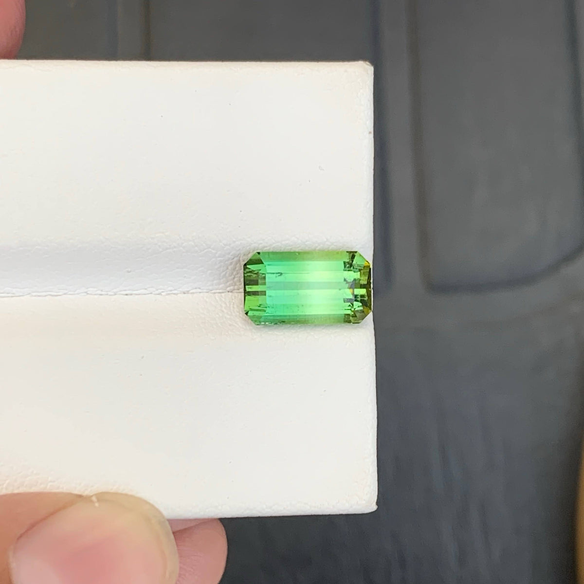 3.85 Carat Natural Loose Green Bicolor Tourmaline Stone Emerald Cut Afghan VVS Untreated Gemstone