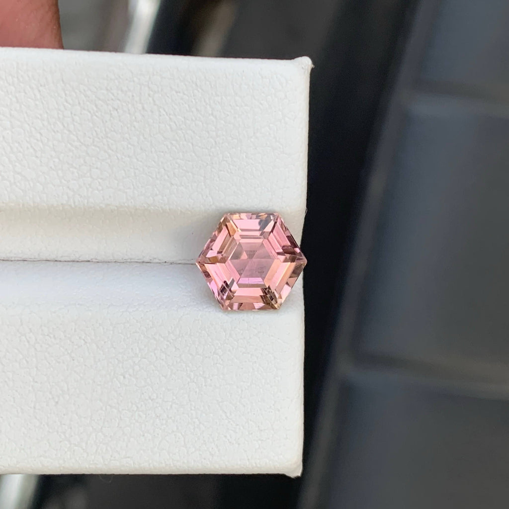 2.00 Carat Baby Pink Tourmaline Hexagonal Fancy Cut Afghan Gemstone, Eye Clean, Untreated