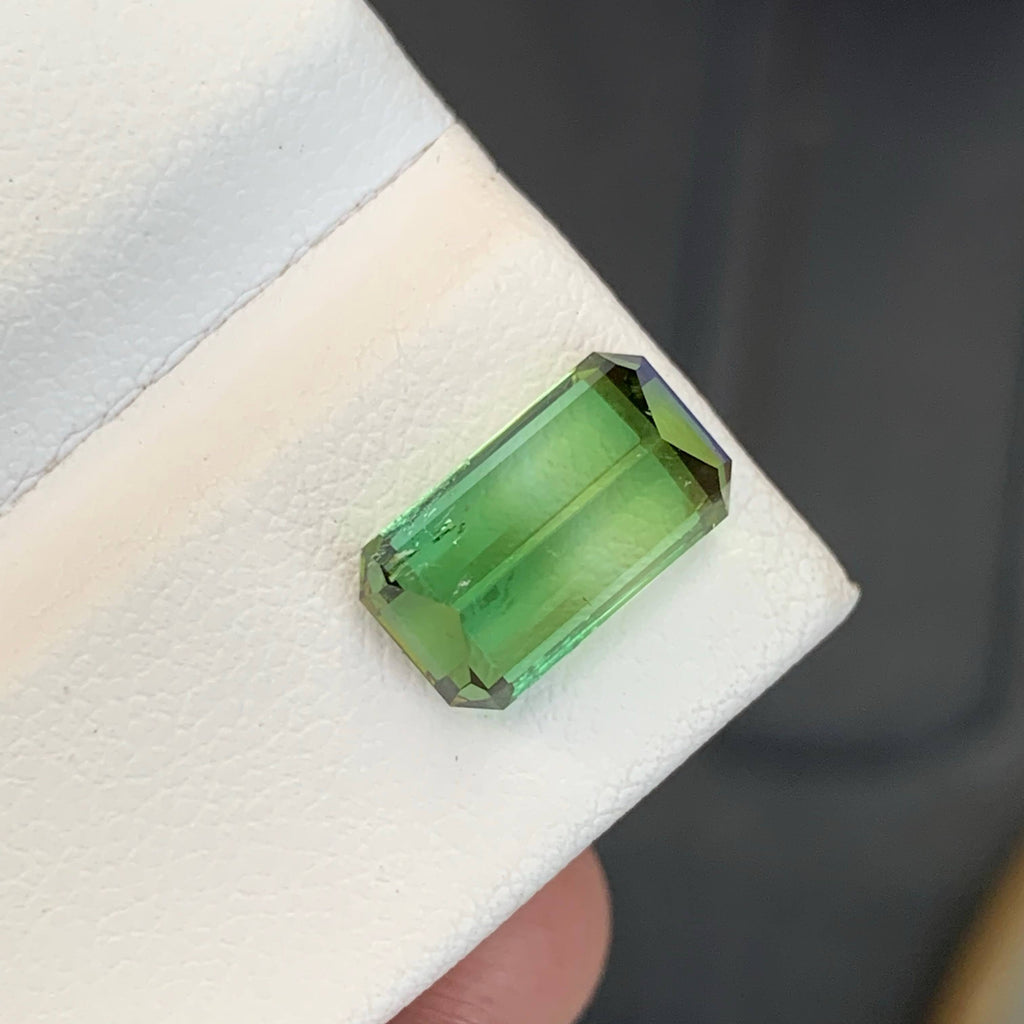 3.85 Carat Natural Loose Green Bicolor Tourmaline Stone Emerald Cut Afghan VVS Untreated Gemstone