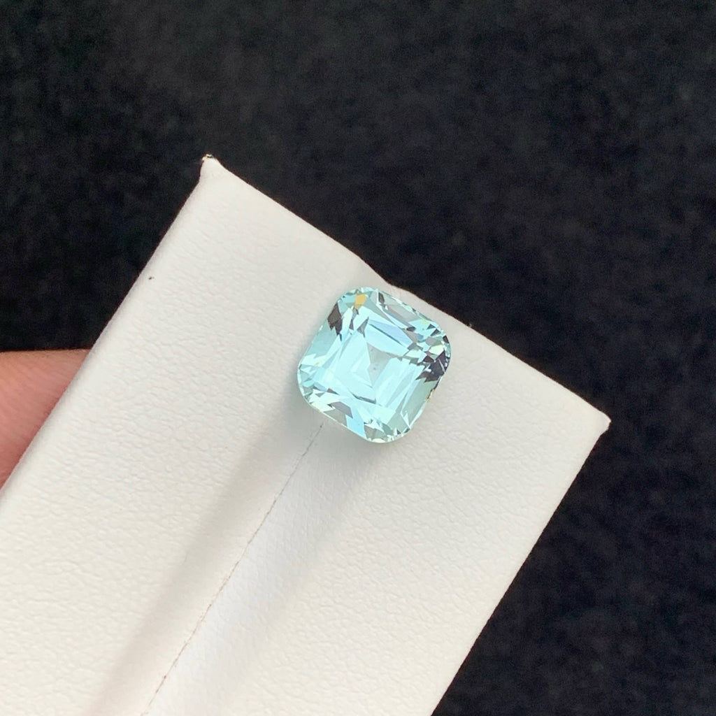 4.40 Carat Natural Loose Light Blue Aquamarine Cushion Cut Pakistan Gemstone