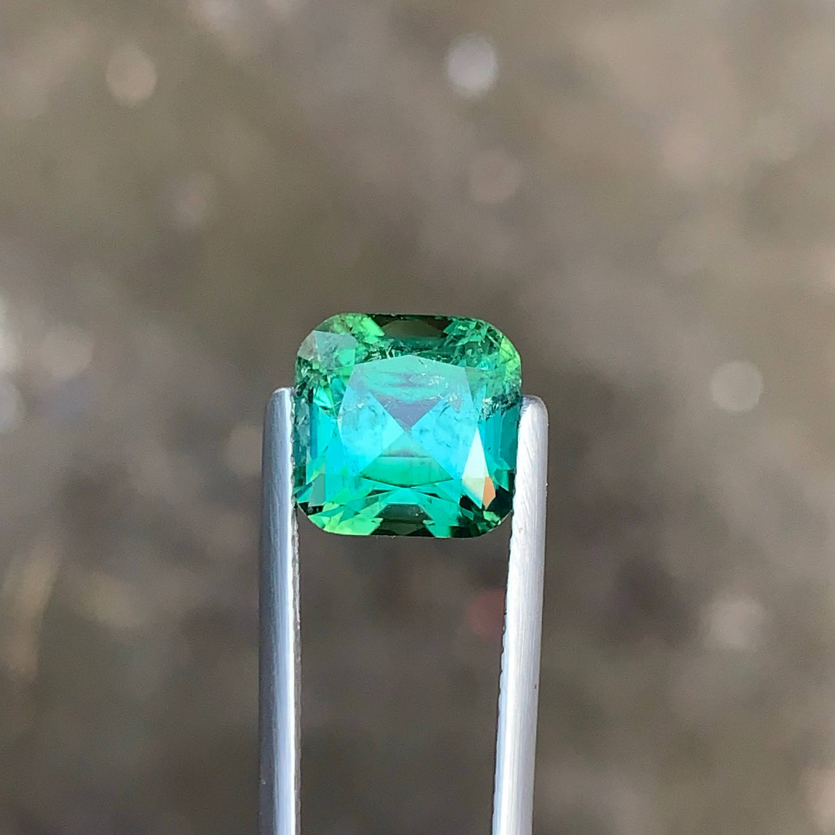 5.55 Carat Bluish Green Tourmaline Cushion Cut Afghan Gemstone