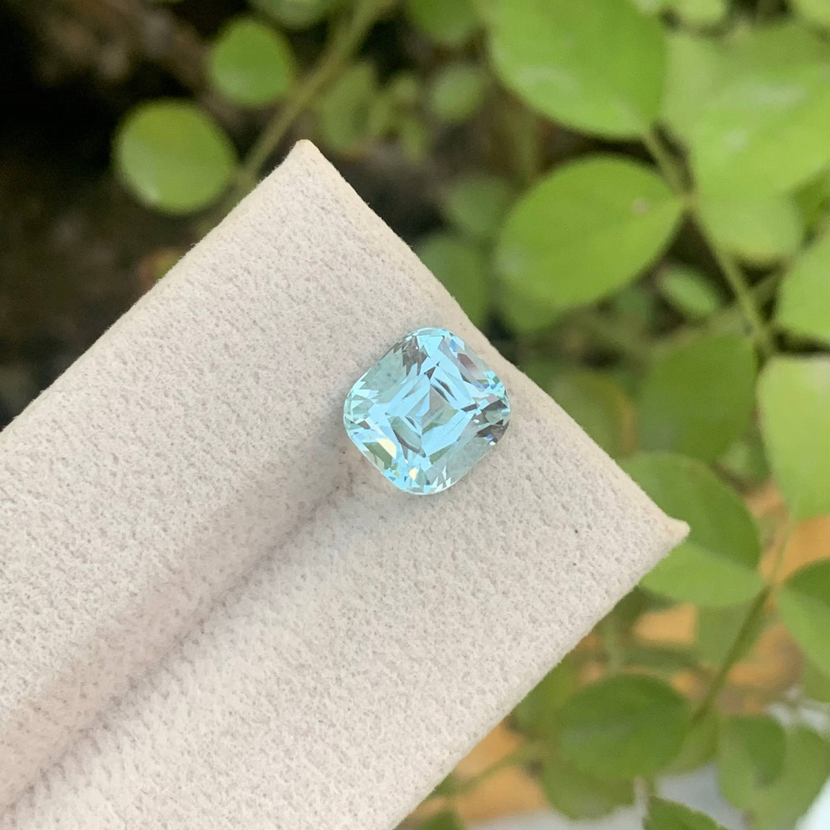 3.10 Carat Light Blue Aquamarine Cushion Cut Pakistan VVS Untreated