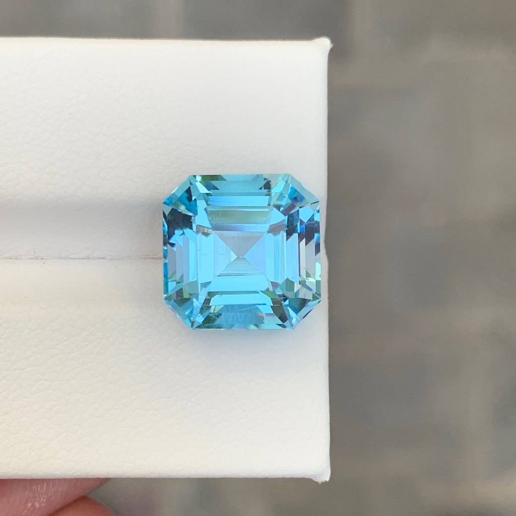 9.65 Carat Natural Loose Sky Blue Color Topaz Asscher Cut African Gemstone