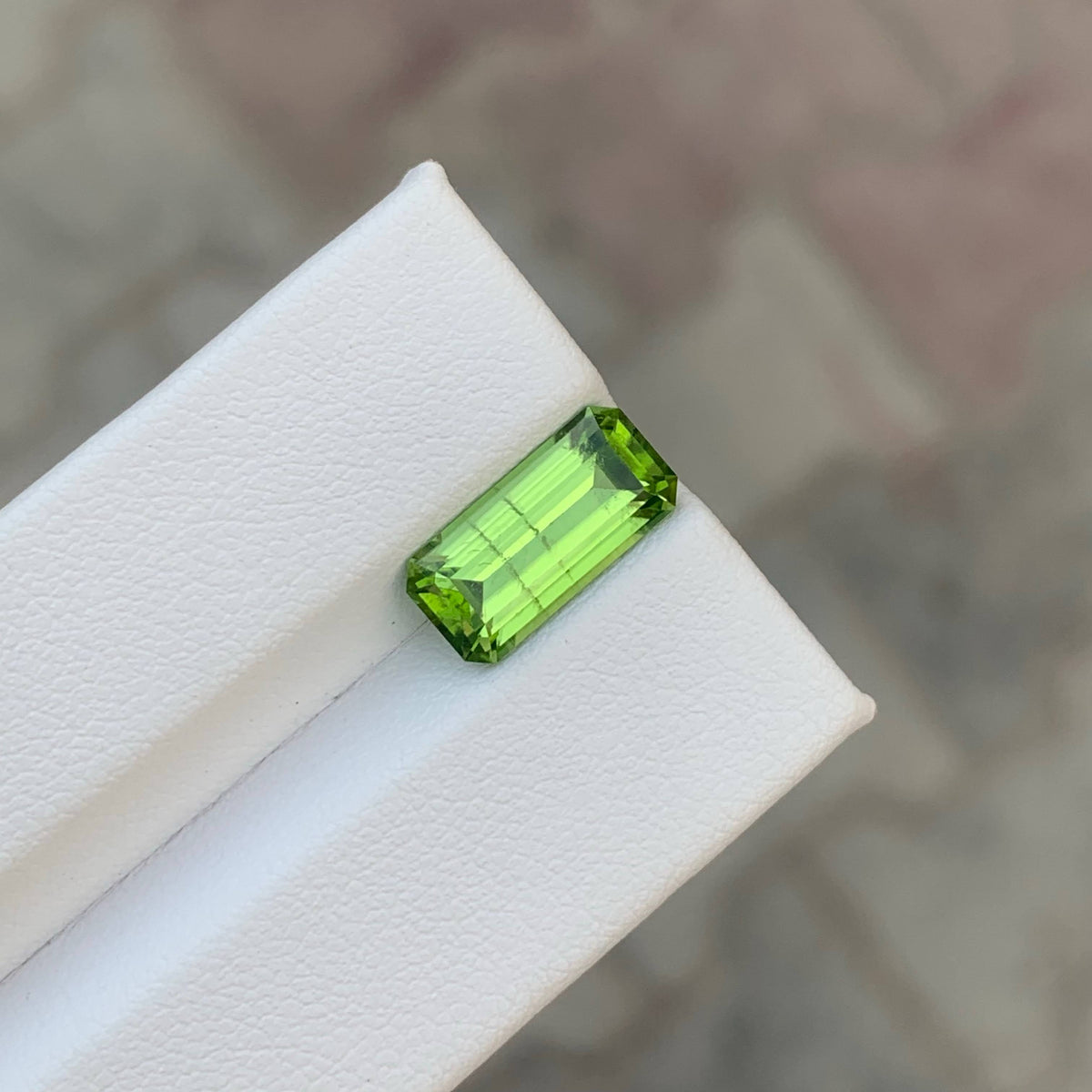 3.65 Carat Green Peridot Stone Emerald Cut Pakistan SI Untreated Gem