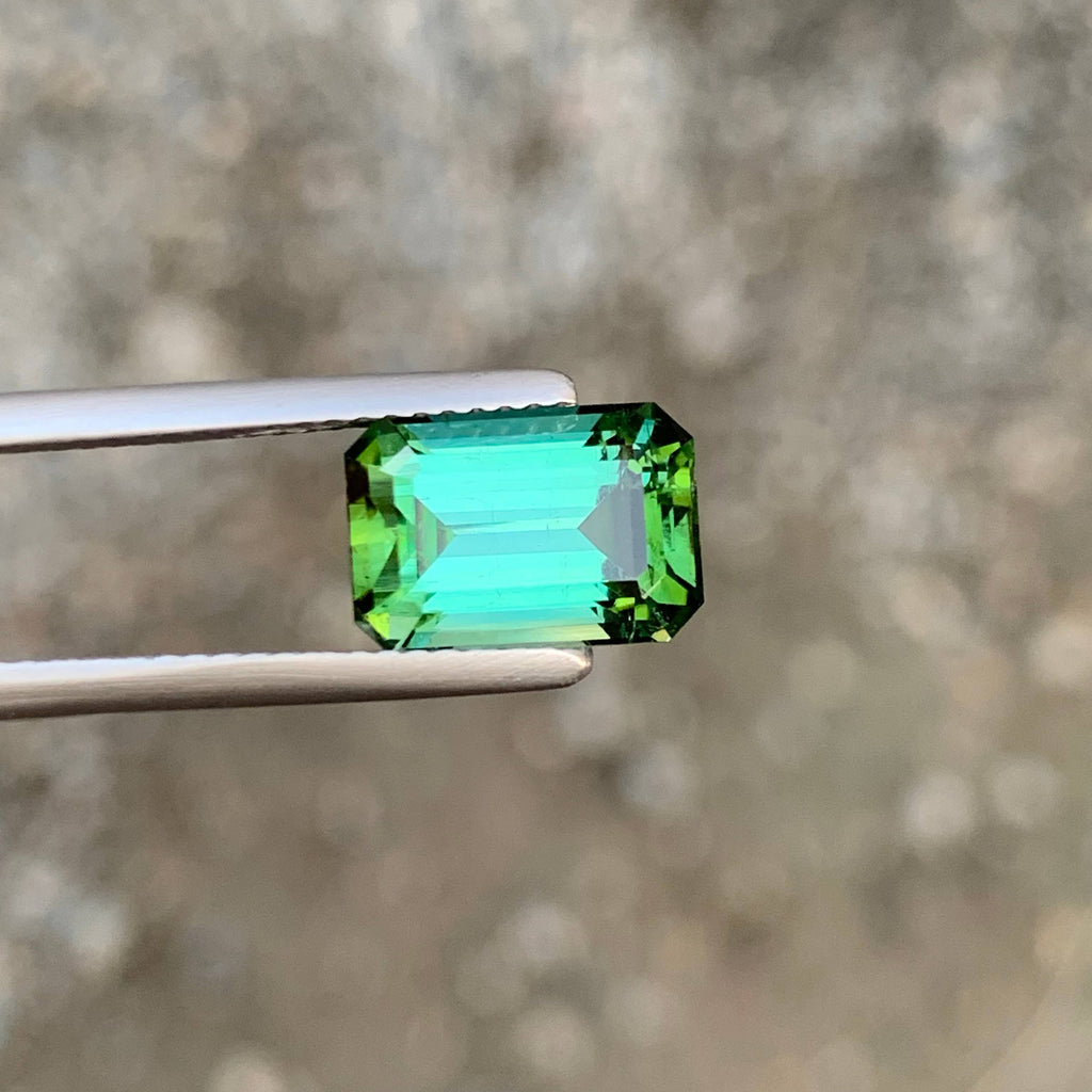 3.85 Carat Natural Loose Green Color Tourmaline Emerald Cut Afghan Gemstone
